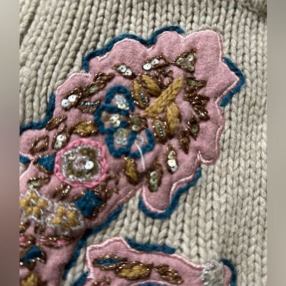 Julie Fagerholt, Heartmade Hooded Beige embellished Wool Angora Cardigan Size S - Picture 9 of 16